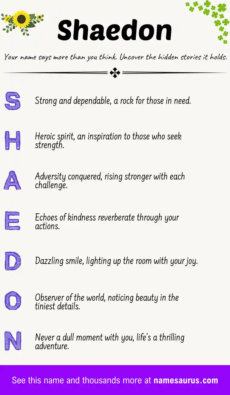 Acrostic poem about Shaedon.