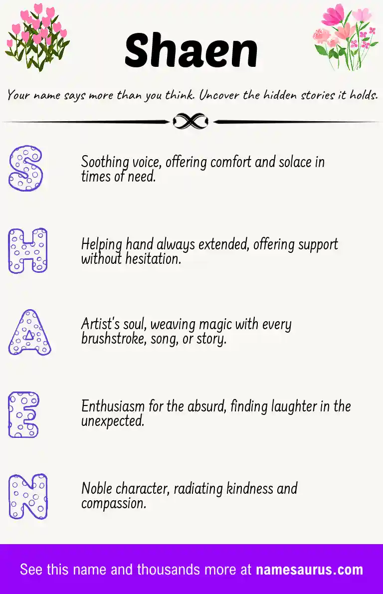 Acrostic poem about Shaen.