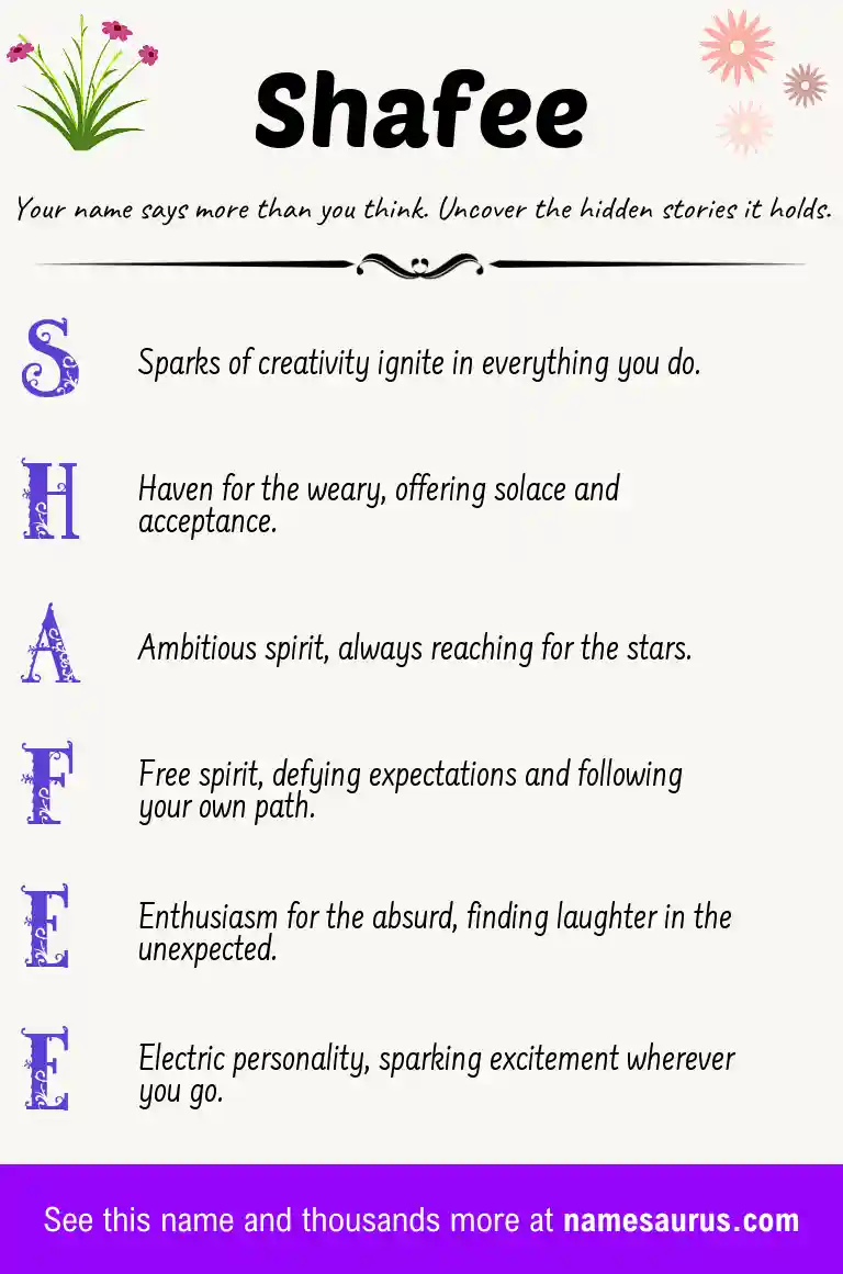 Acrostic poem about Shafee.