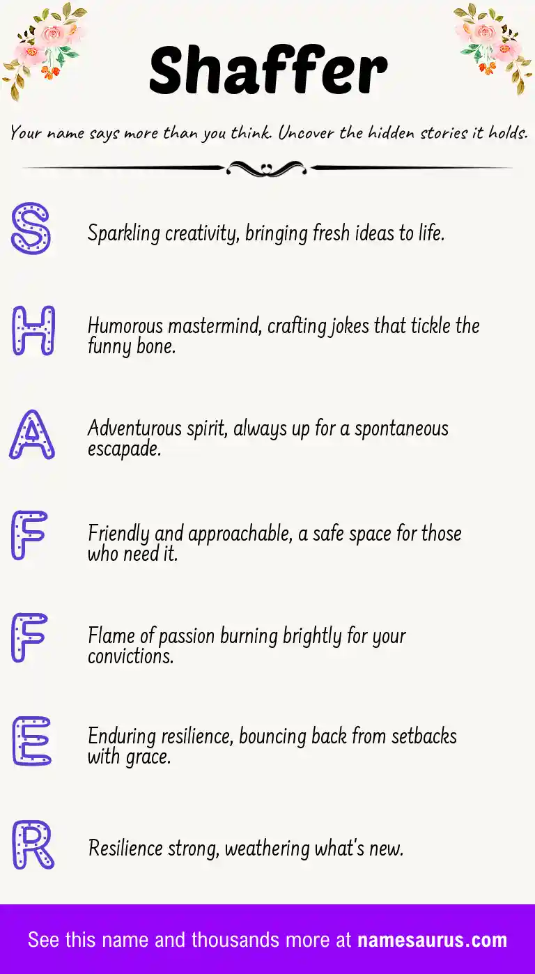 Acrostic poem about Shaffer.