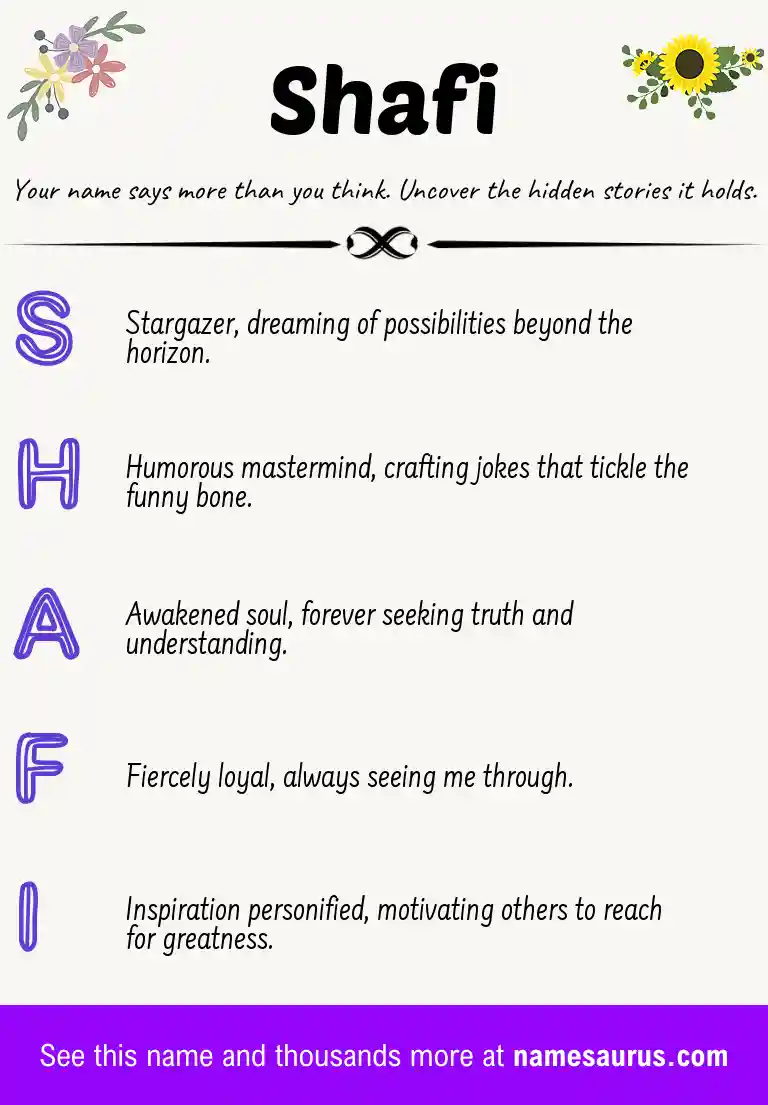 Acrostic poem about Shafi.