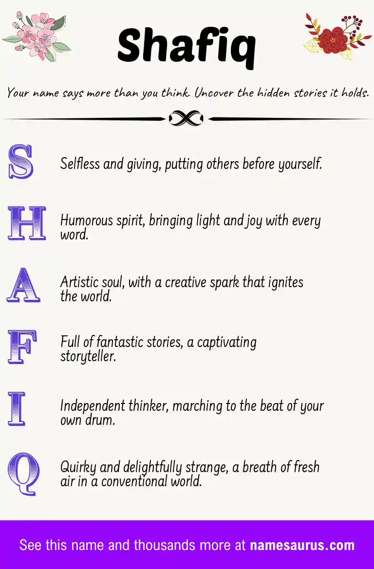 Acrostic poem about Shafiq.