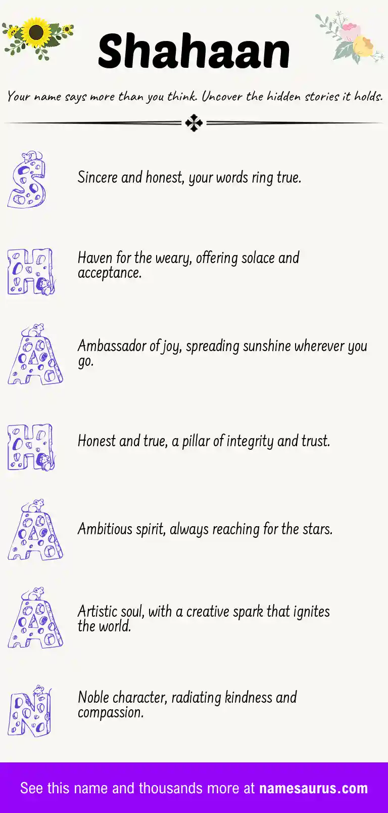 Acrostic poem about Shahaan.