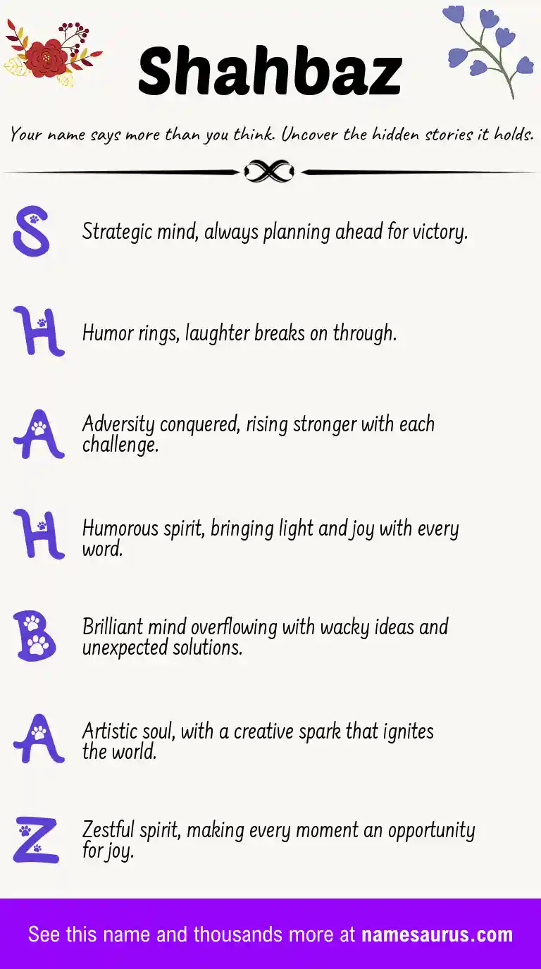 Acrostic poem about Shahbaz.