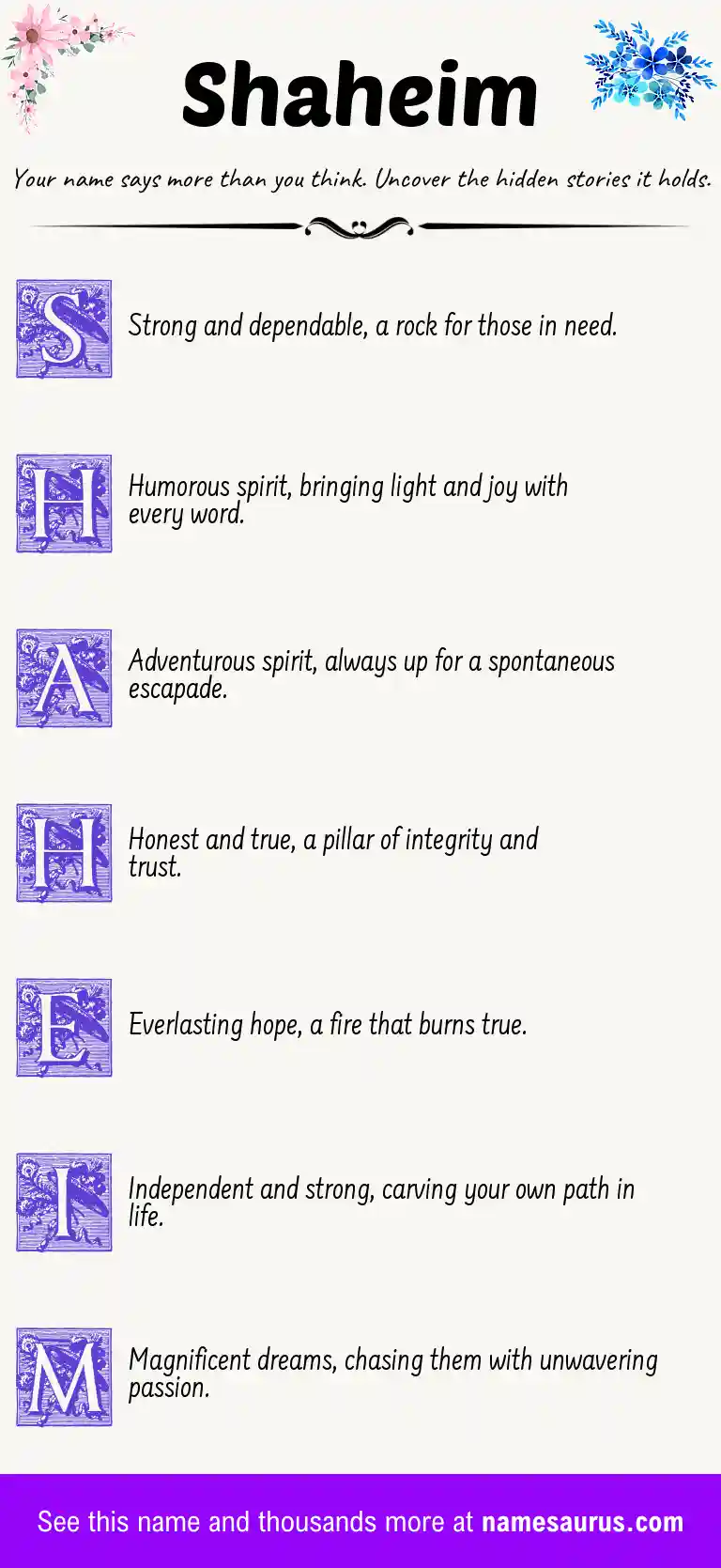 Acrostic poem about Shaheim.