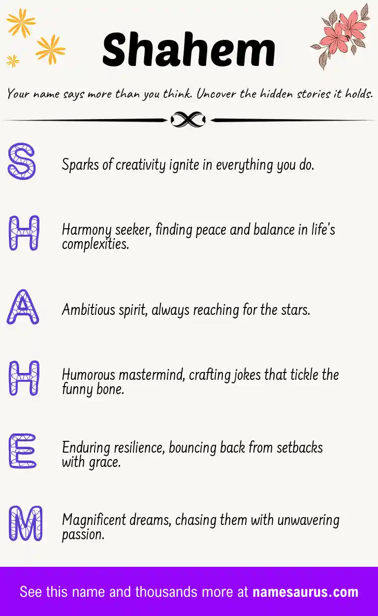 Acrostic poem about Shahem.