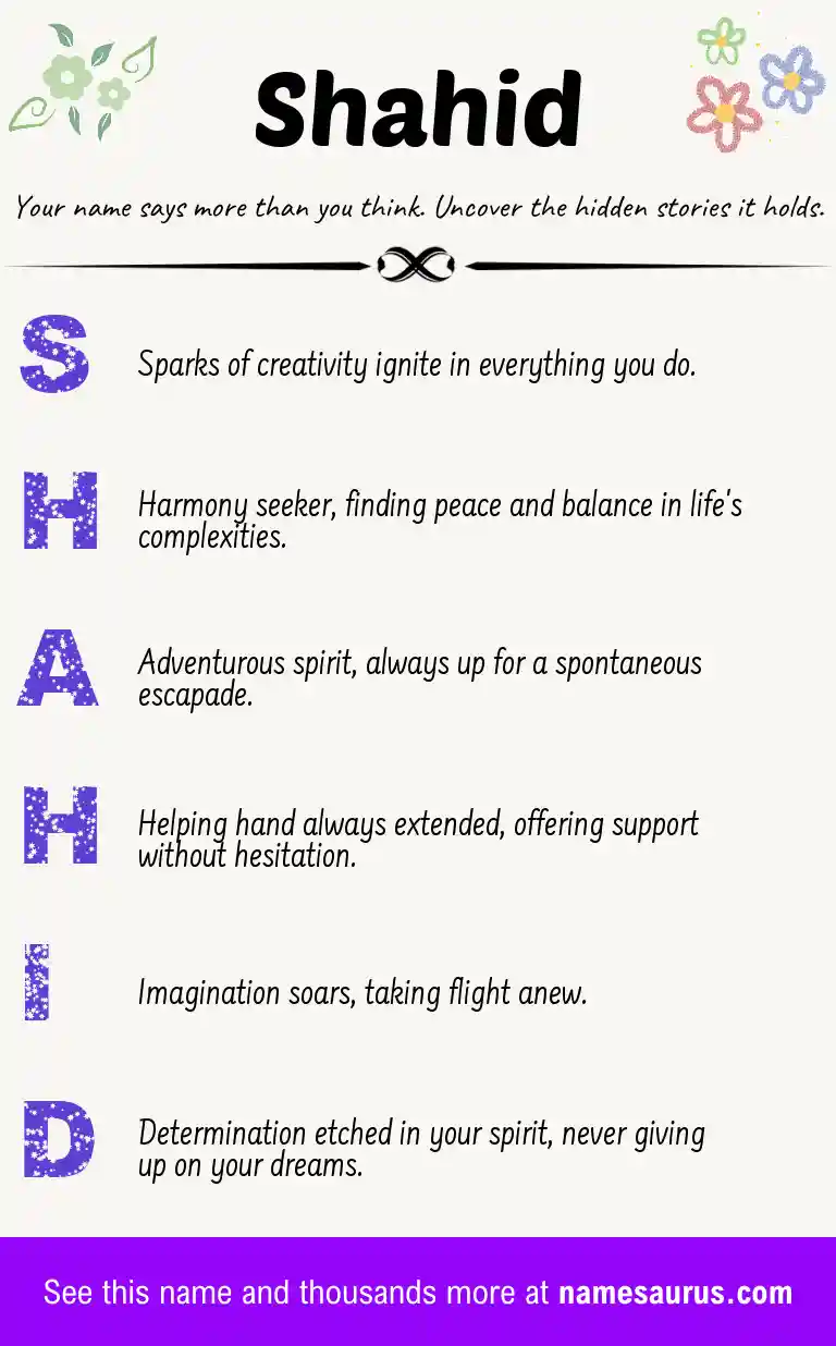 Acrostic poem about Shahid.