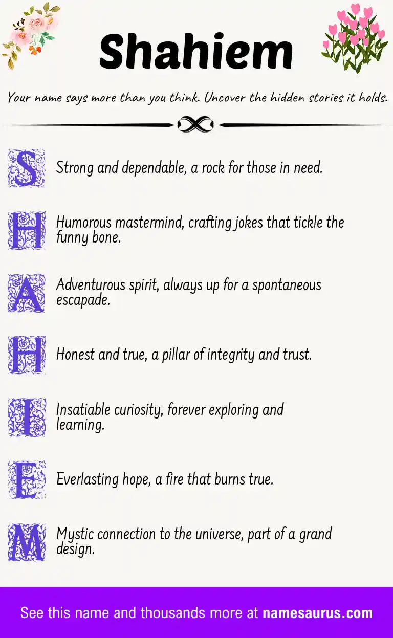 Acrostic poem about Shahiem.
