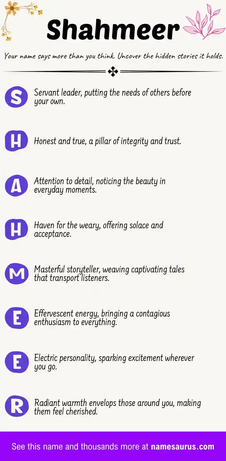 Acrostic poem about Shahmeer.