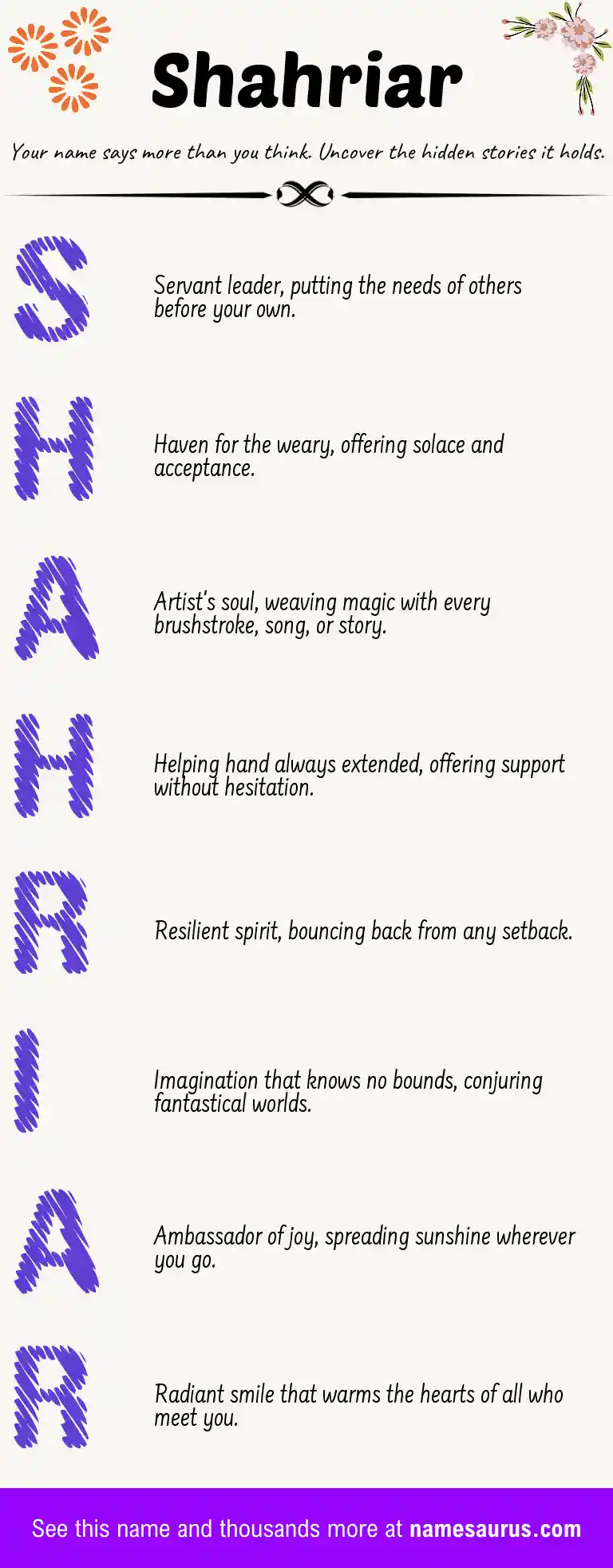 Acrostic poem about Shahriar.