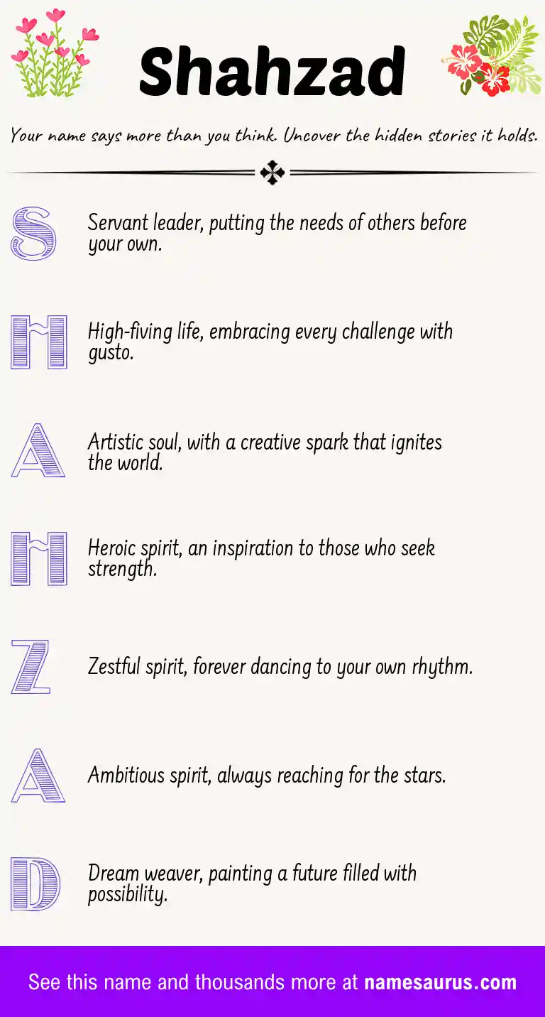 Acrostic poem about Shahzad.
