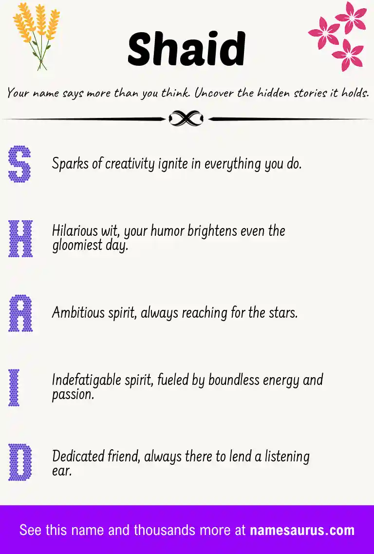 Acrostic poem about Shaid.