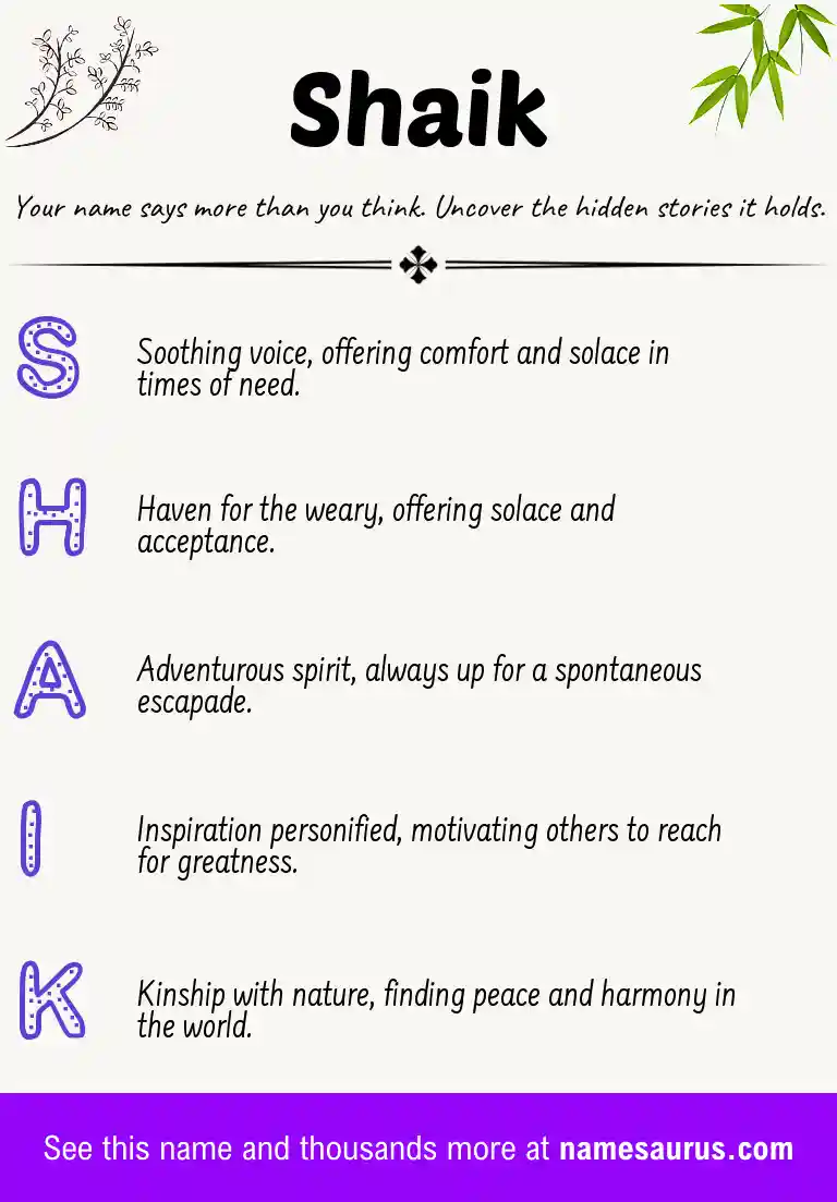 Acrostic poem about Shaik.