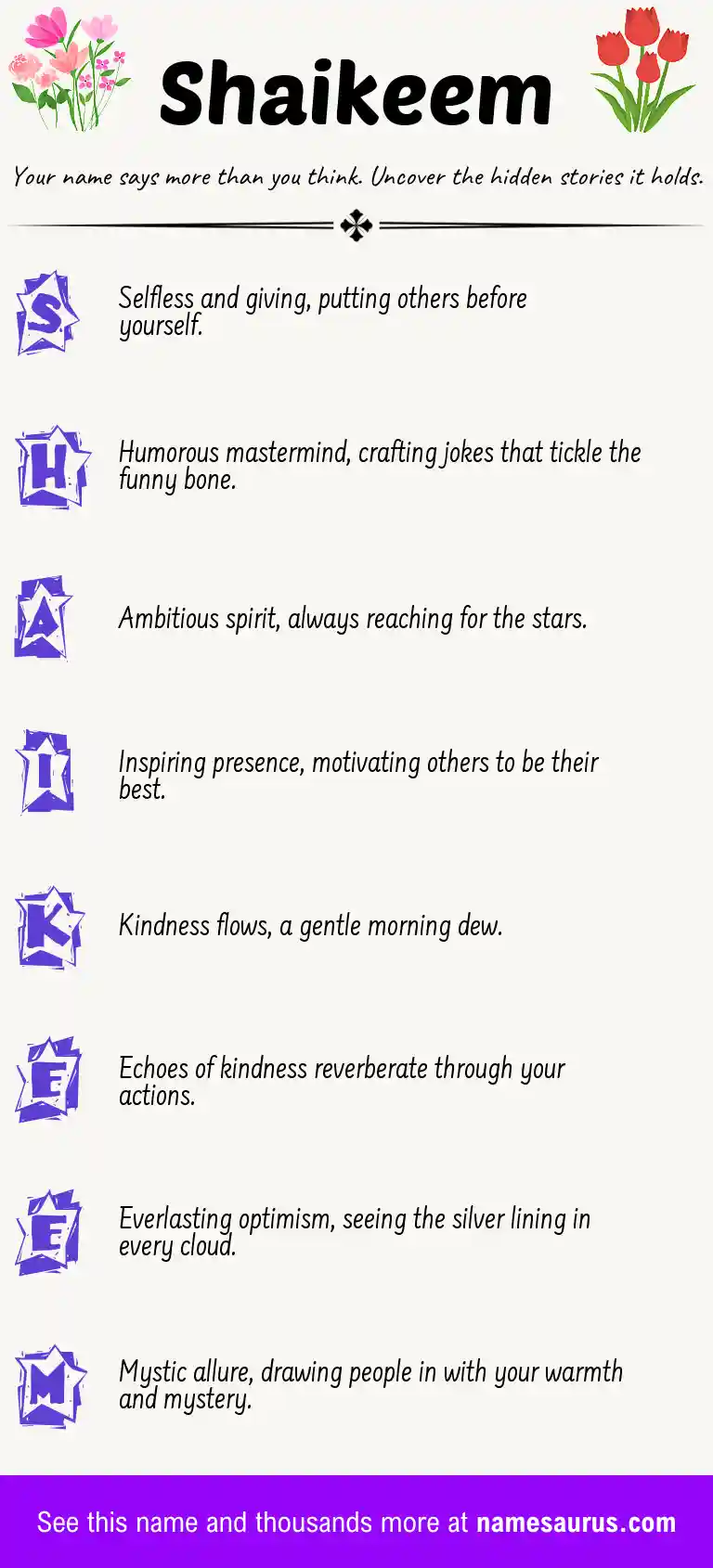 Acrostic poem about Shaikeem.
