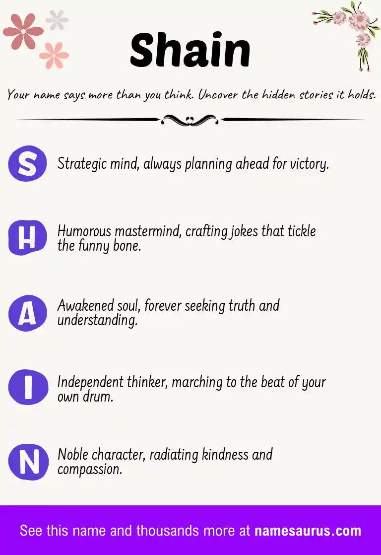 Acrostic poem about Shain.