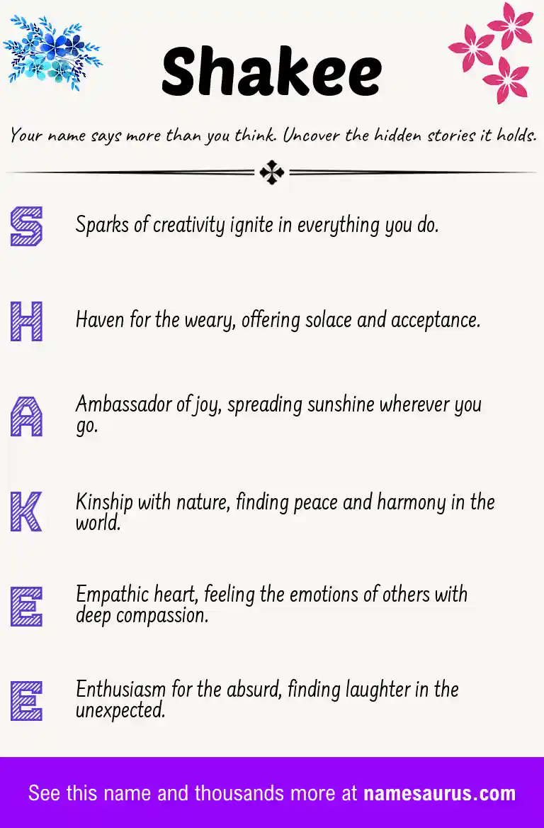 Acrostic poem about Shakee.