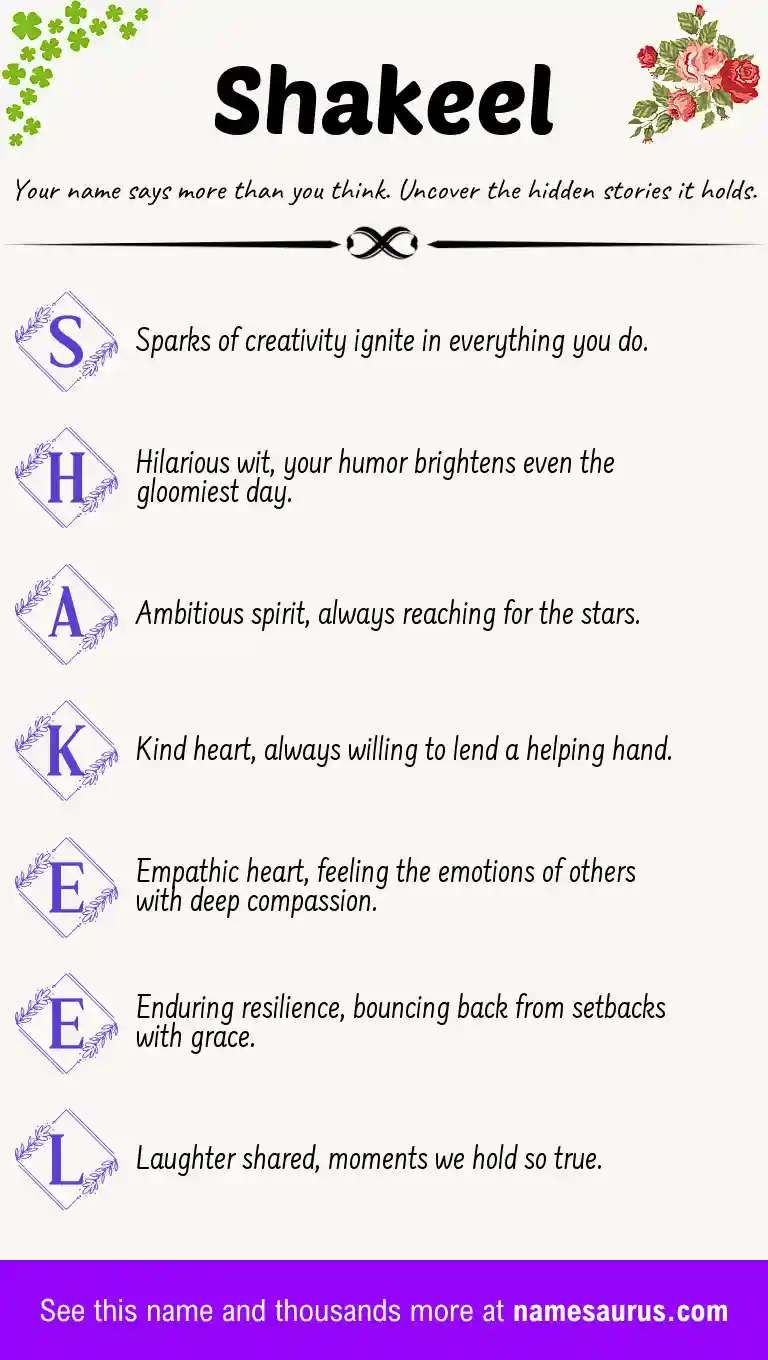 Acrostic poem about Shakeel.