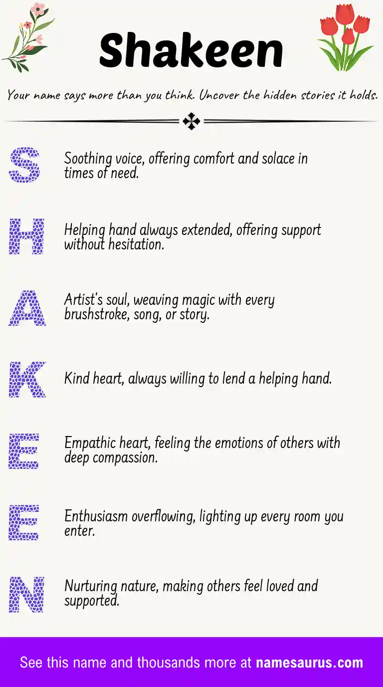 Acrostic poem about Shakeen.