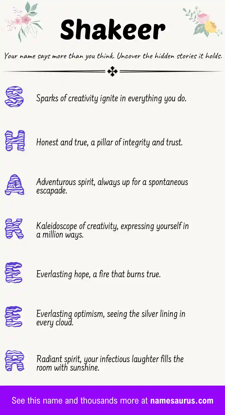 Acrostic poem about Shakeer.