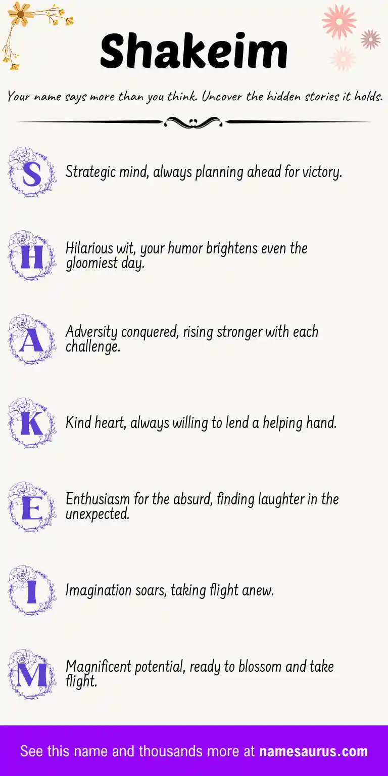 Acrostic poem about Shakeim.