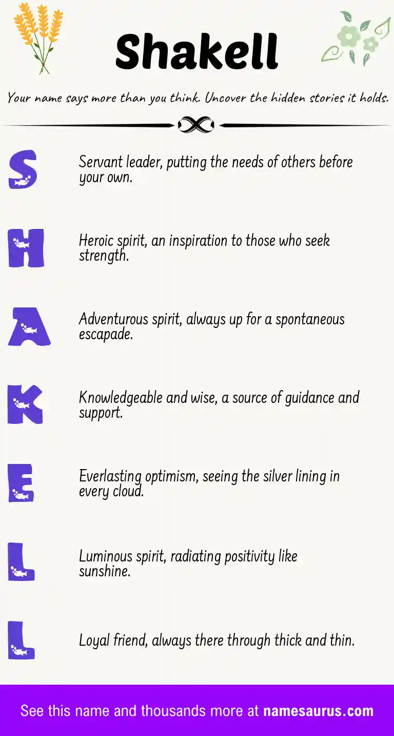 Acrostic poem about Shakell.