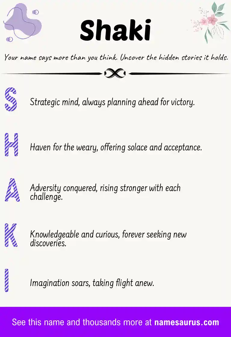 Acrostic poem about Shaki.