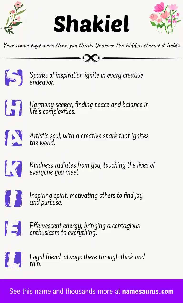 Acrostic poem about Shakiel.