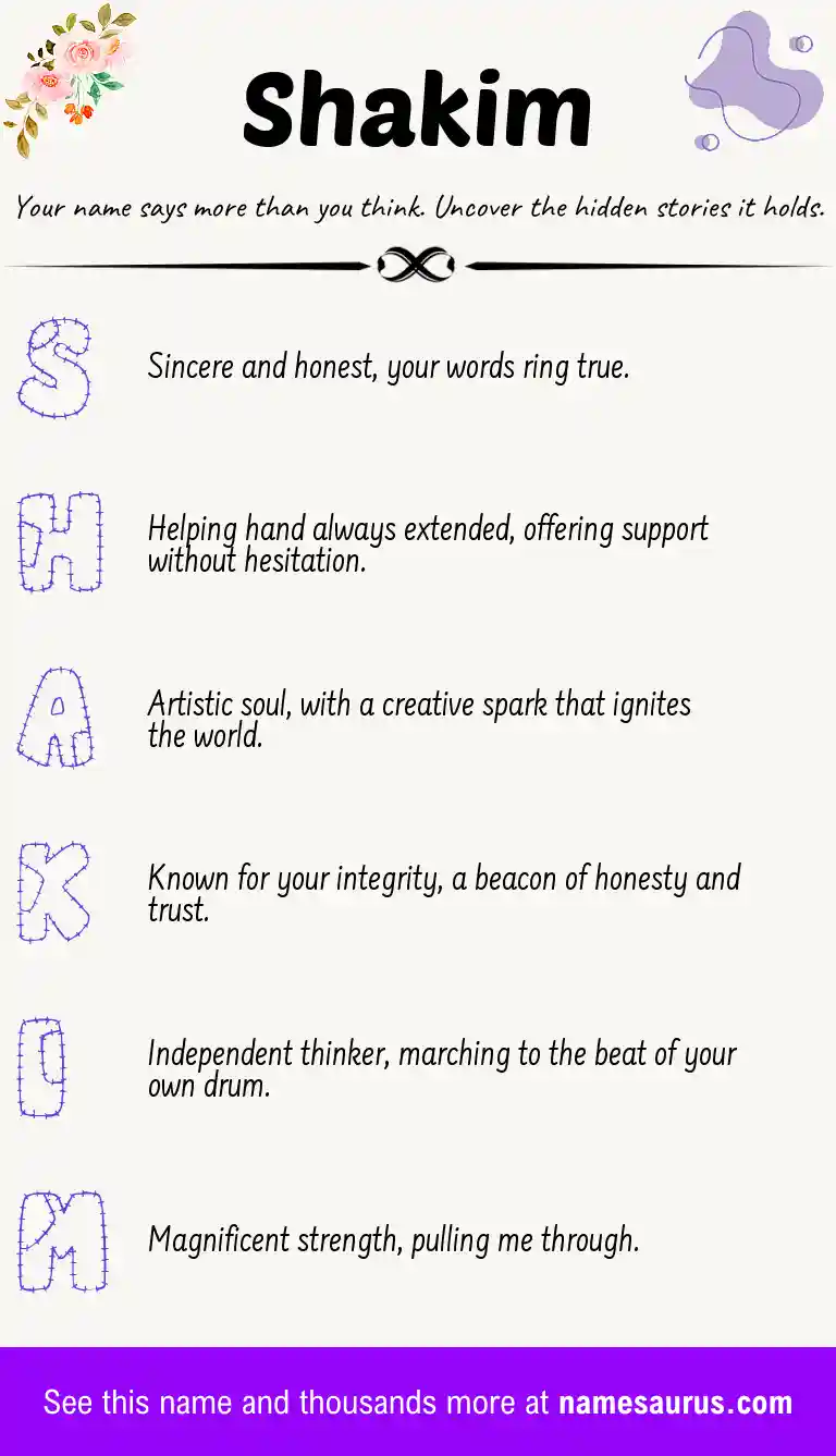 Acrostic poem about Shakim.