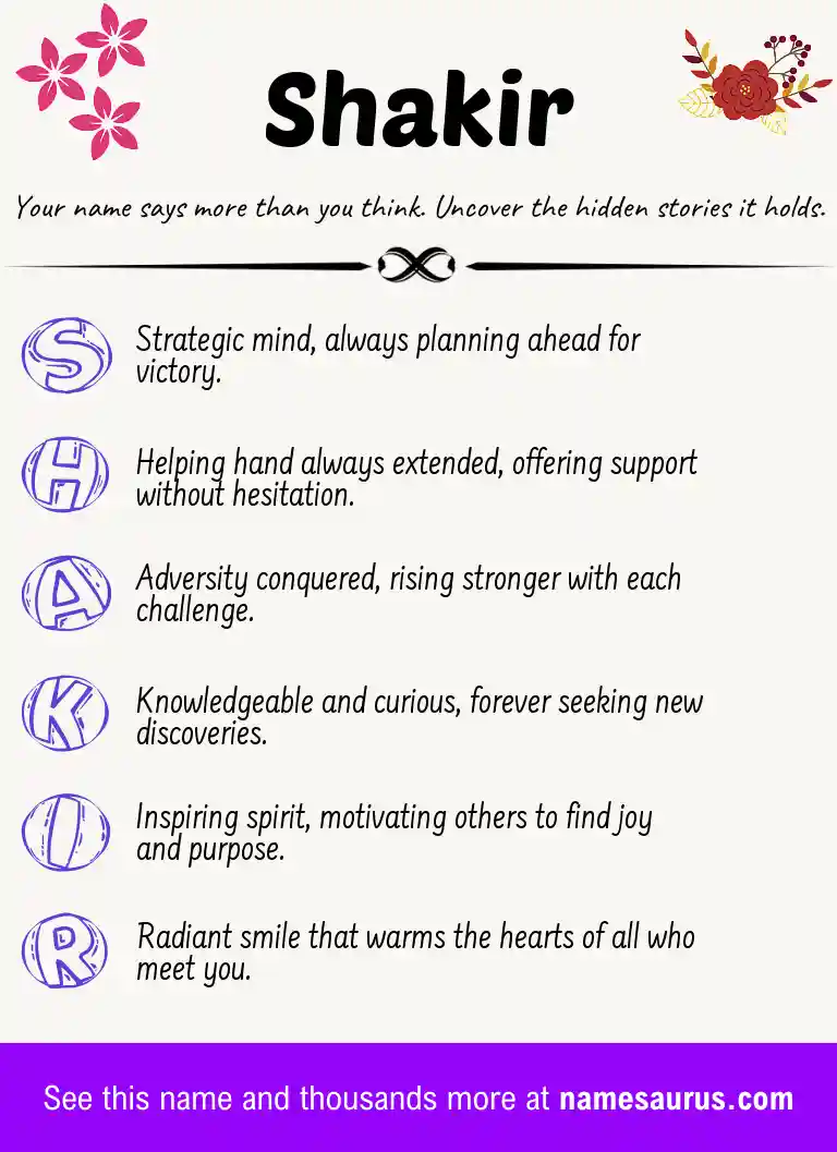 Acrostic poem about Shakir.