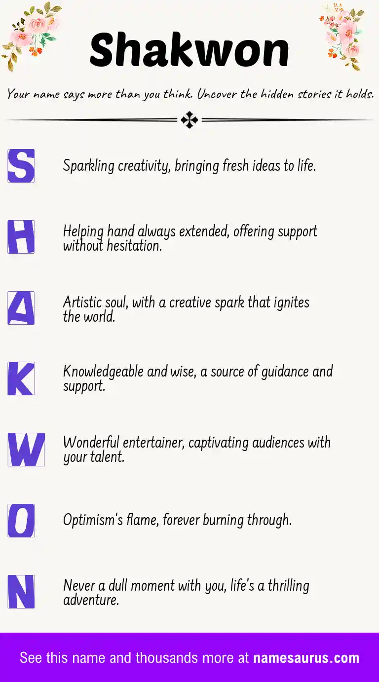 Acrostic poem about Shakwon.