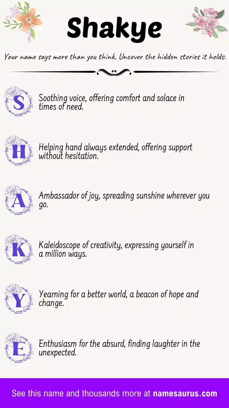 Acrostic poem about Shakye.