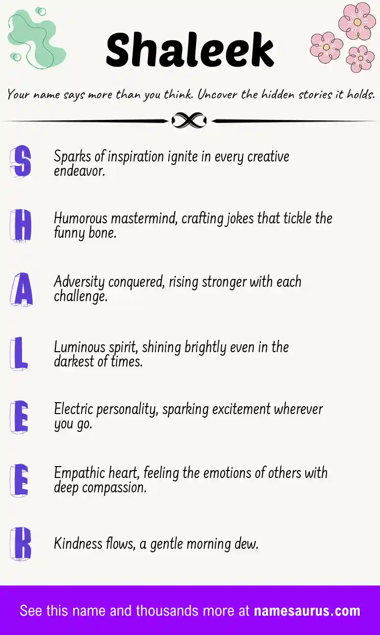 Acrostic poem about Shaleek.