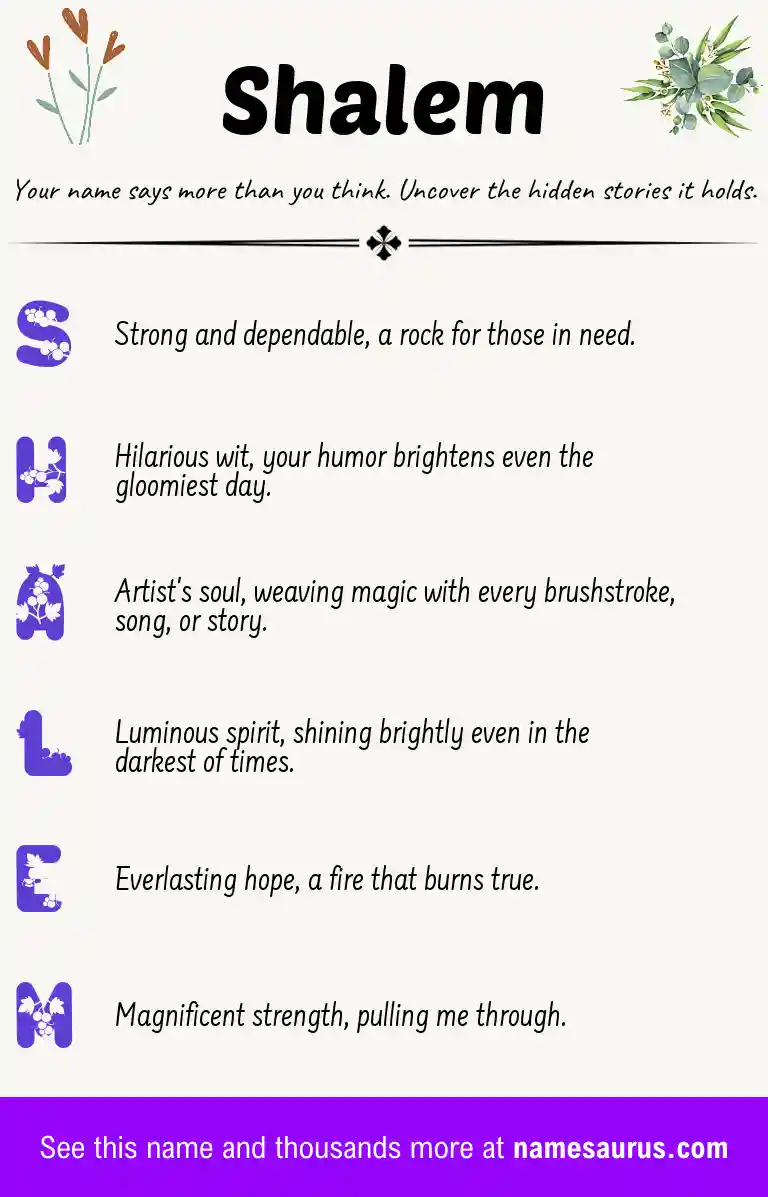 Acrostic poem about Shalem.
