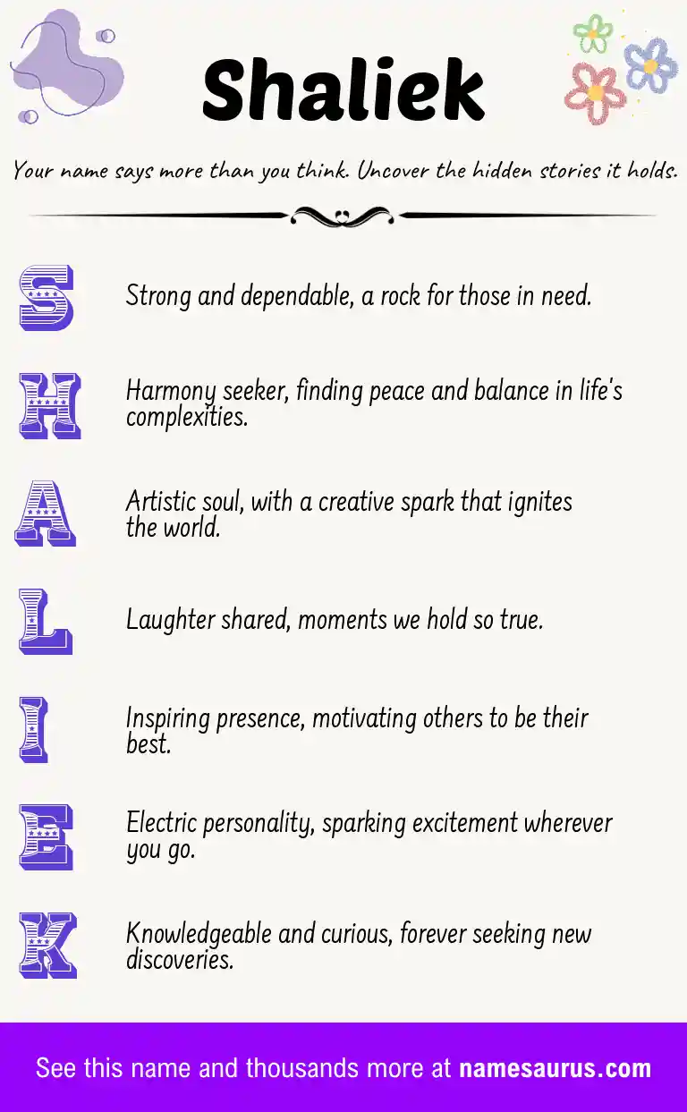 Acrostic poem about Shaliek.