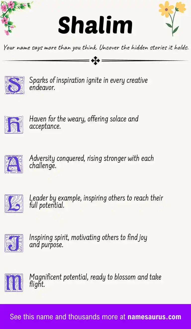 Acrostic poem about Shalim.