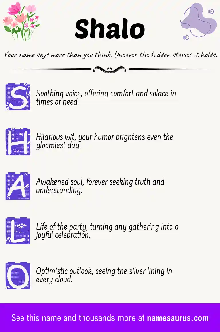 Acrostic poem about Shalo.
