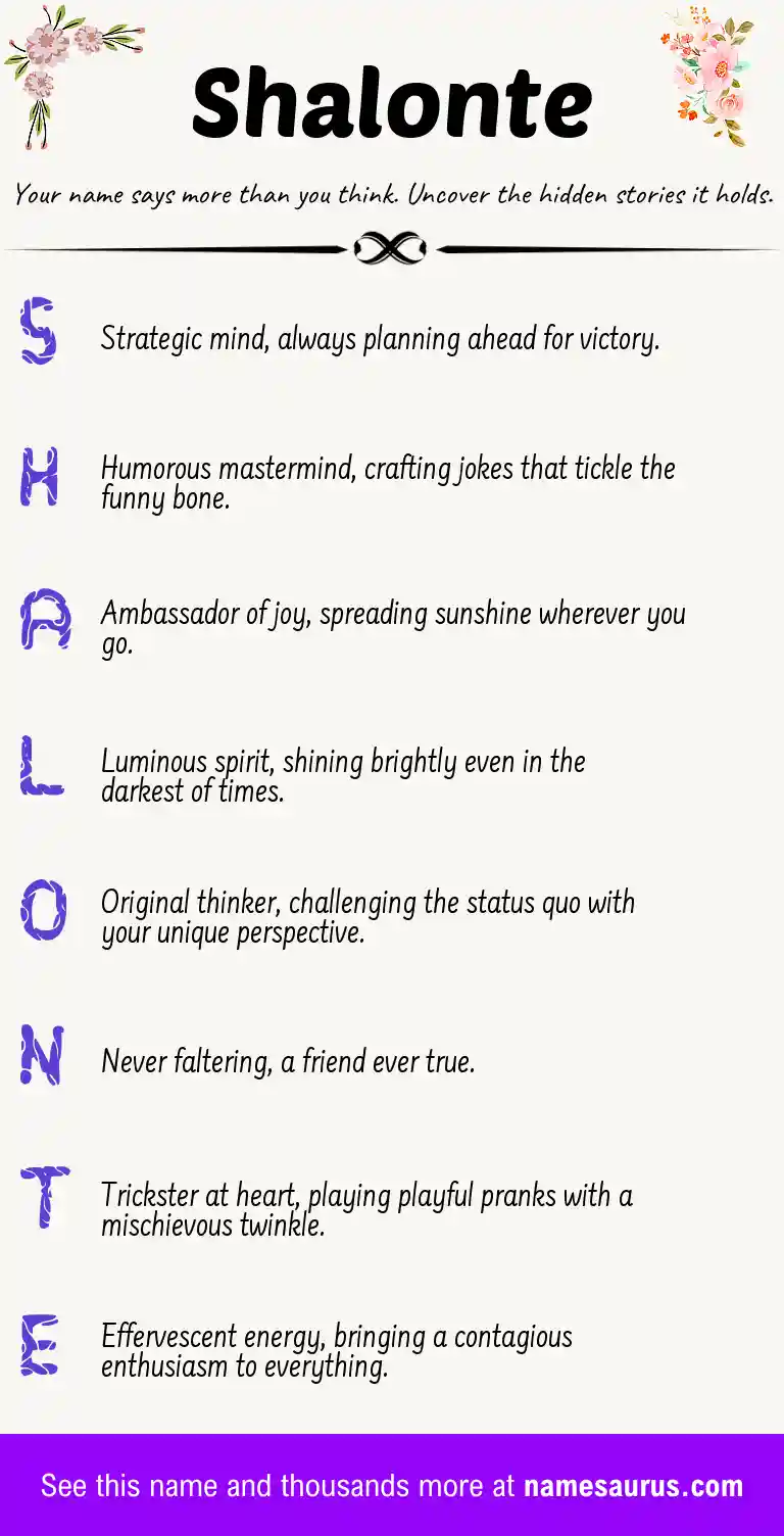 Acrostic poem about Shalonte.