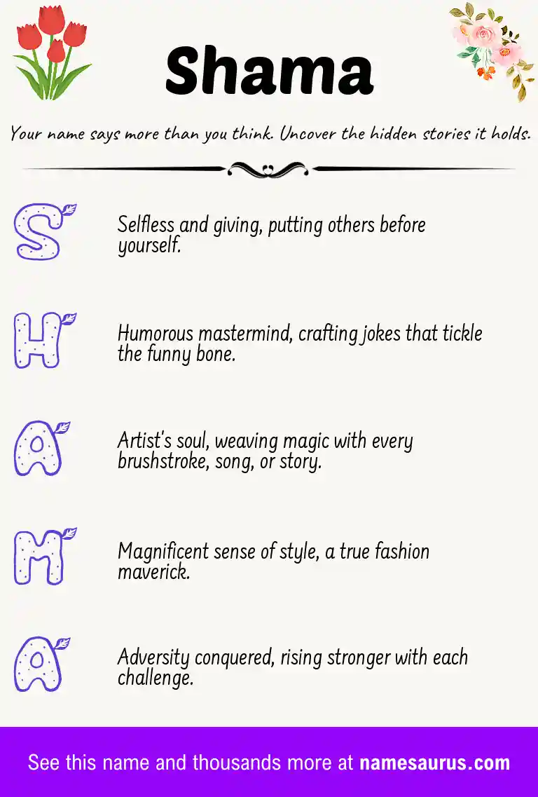 Acrostic poem about Shama.
