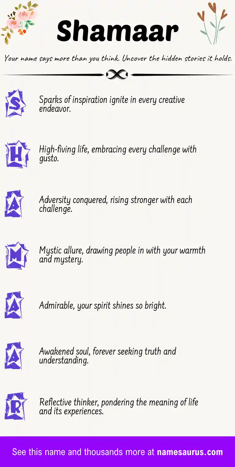 Acrostic poem about Shamaar.
