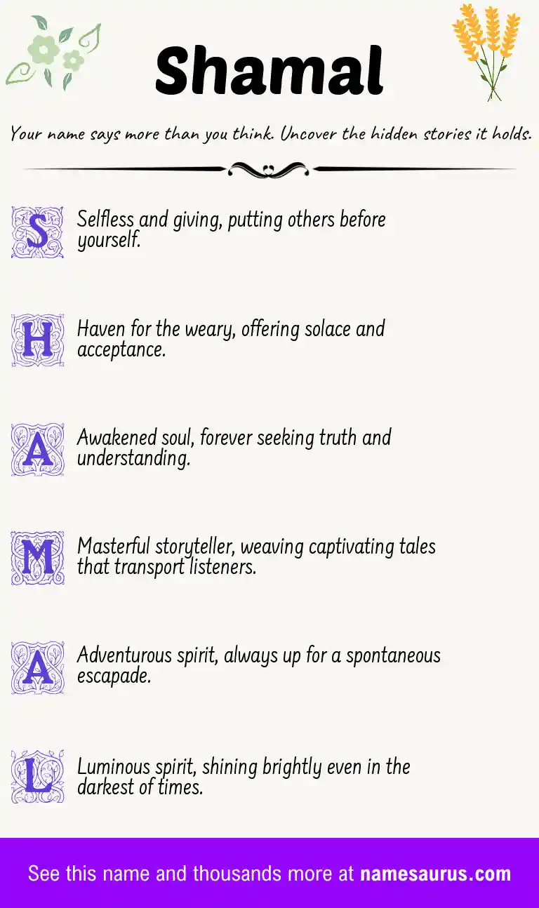 Acrostic poem about Shamal.