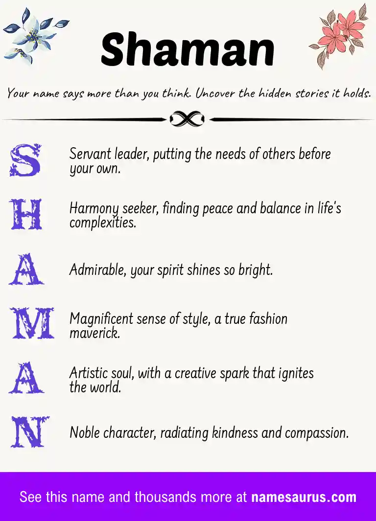 Acrostic poem about Shaman.