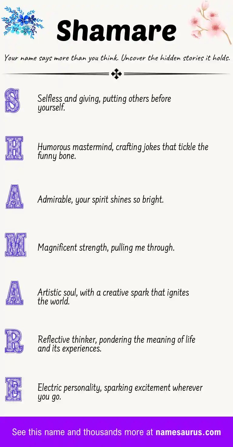 Acrostic poem about Shamare.