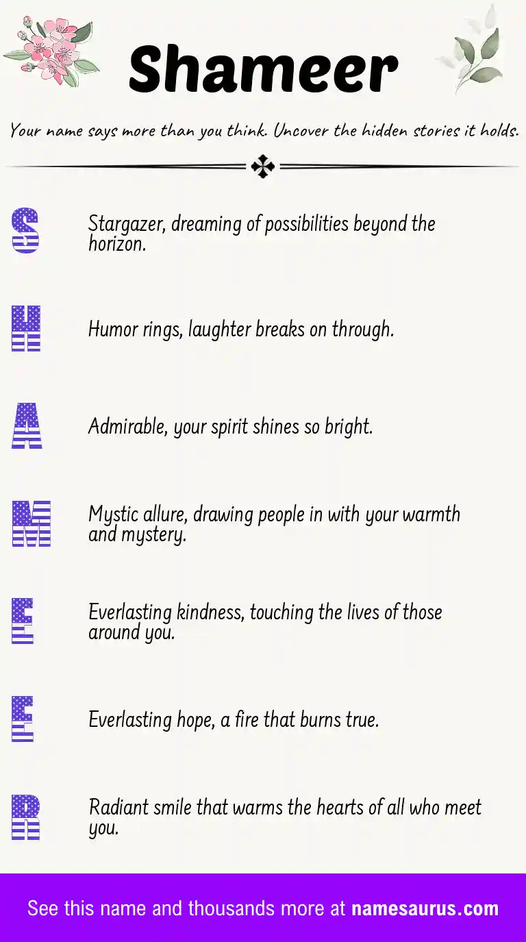 Acrostic poem about Shameer.