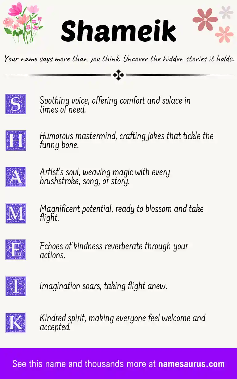 Acrostic poem about Shameik.