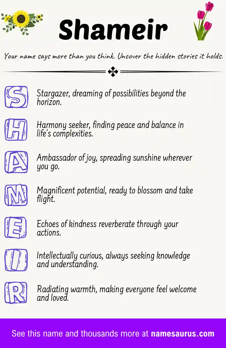 Acrostic poem about Shameir.