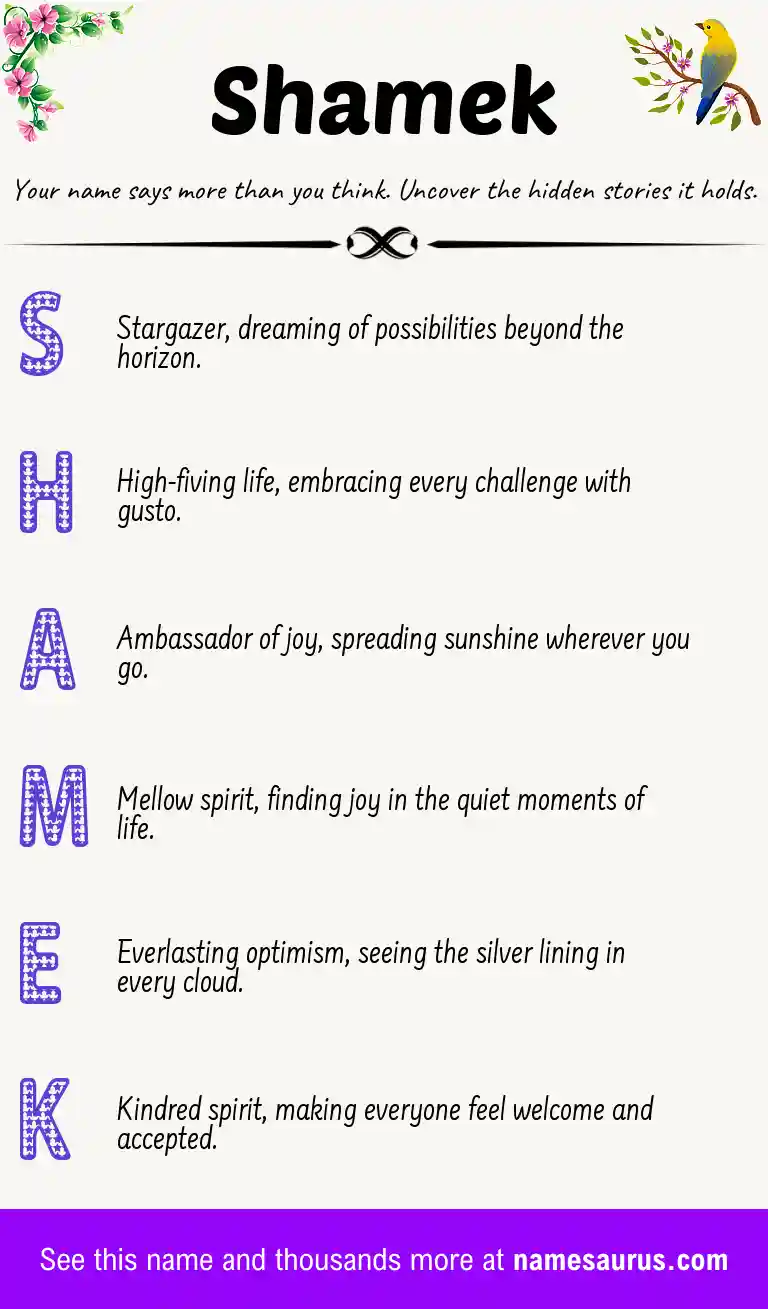 Acrostic poem about Shamek.