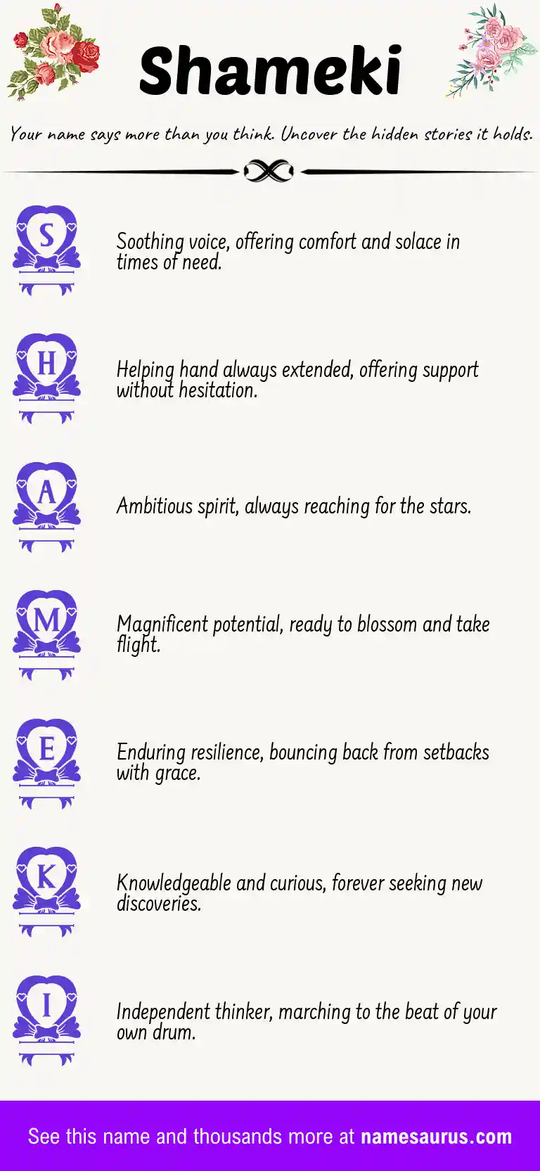 Acrostic poem about Shameki.