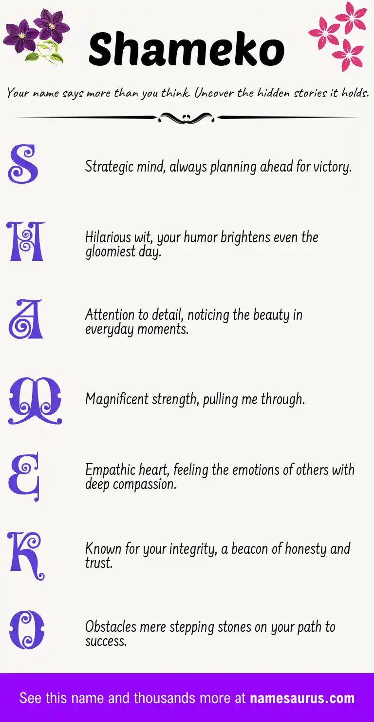 Acrostic poem about Shameko.
