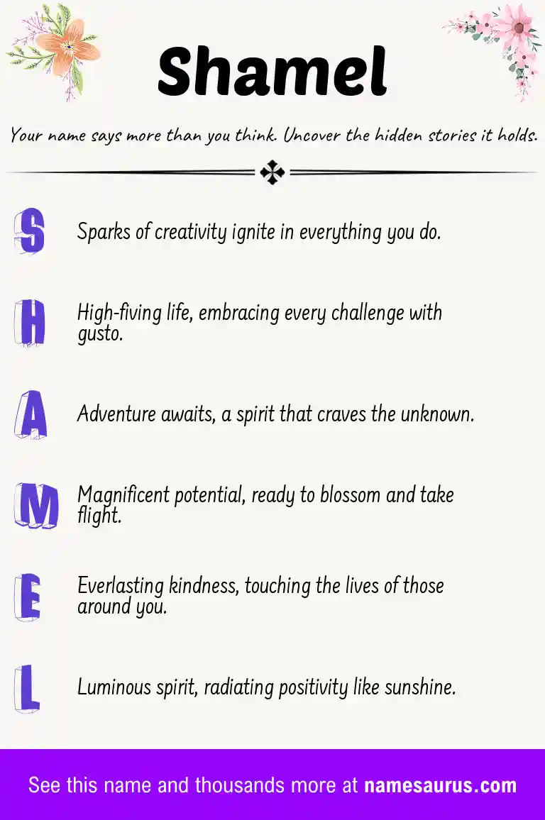 Acrostic poem about Shamel.
