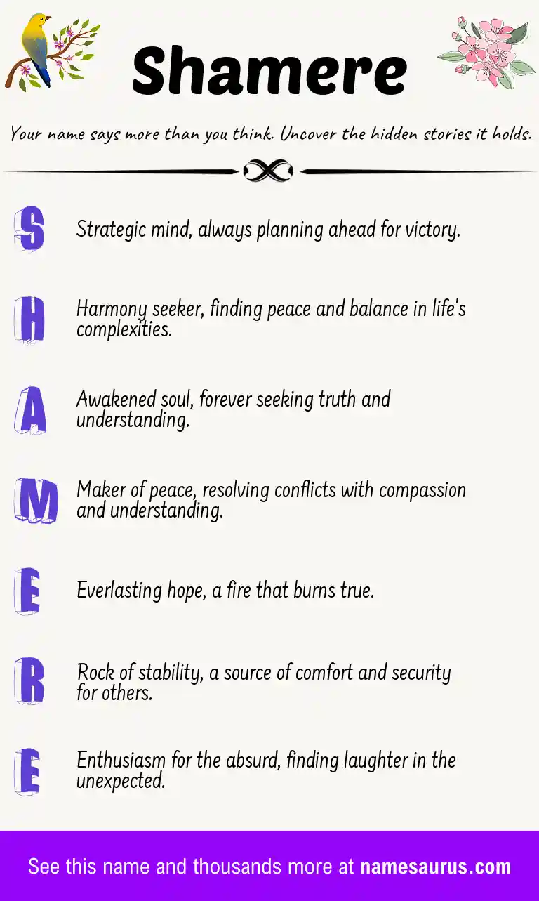 Acrostic poem about Shamere.